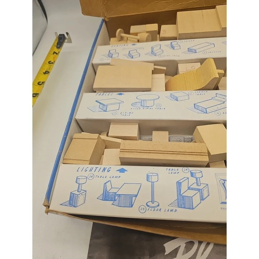 Paul MacAlister‎ Original Plan-A-Room 1950s Wooden Pieces Box Manual Vintage